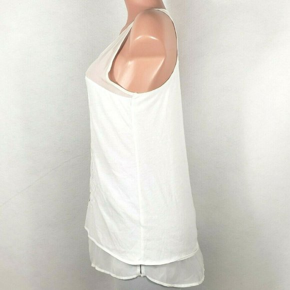 Robbi & Nikki White Tunic Top Embroidered Cut Out Front Lined - Picture 3 of 6
